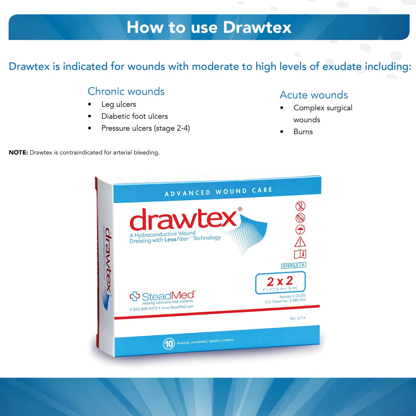 Drawtex® Nonadherent Dressing, 2 x 2 inch 00300