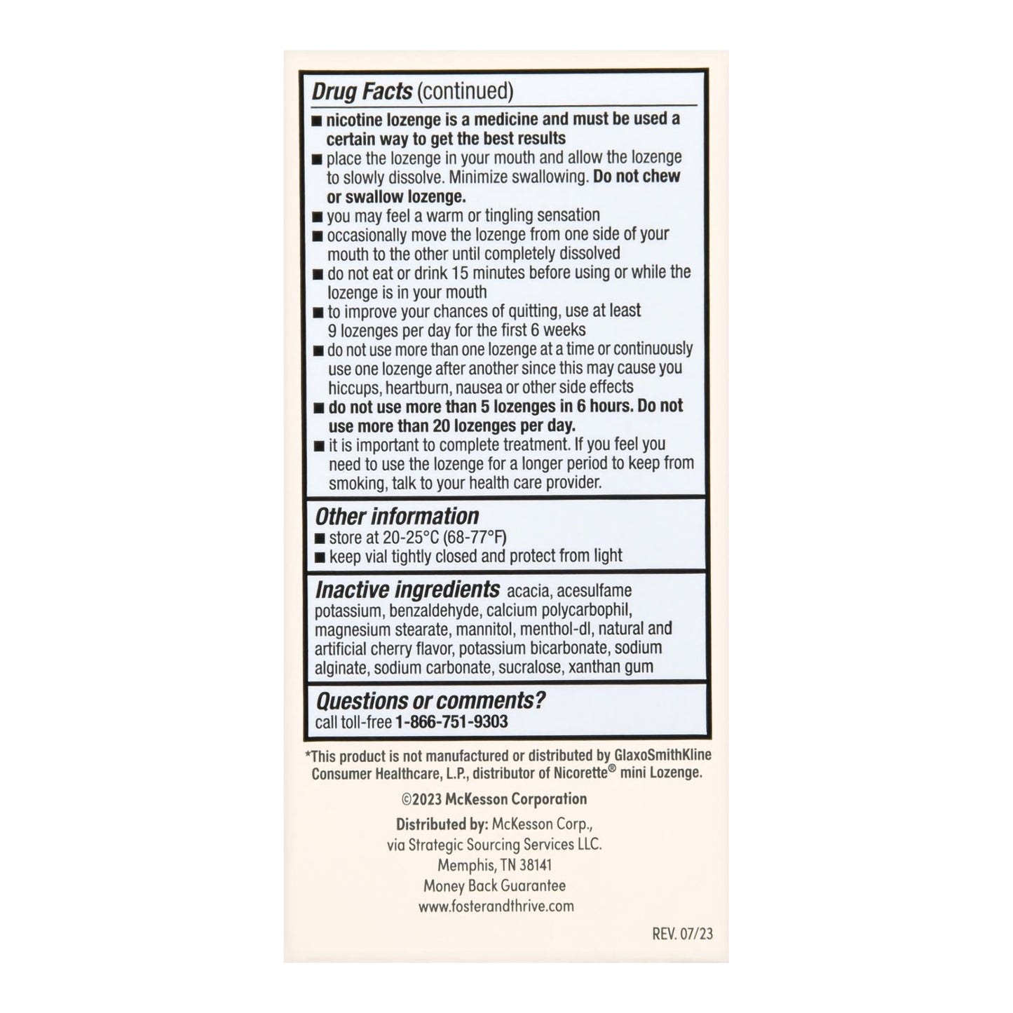 Foster & Thrive™ Mini Nicotine Polacrilex Lozenges 4 mg (Nicotine) Cherry Ice 70677117301