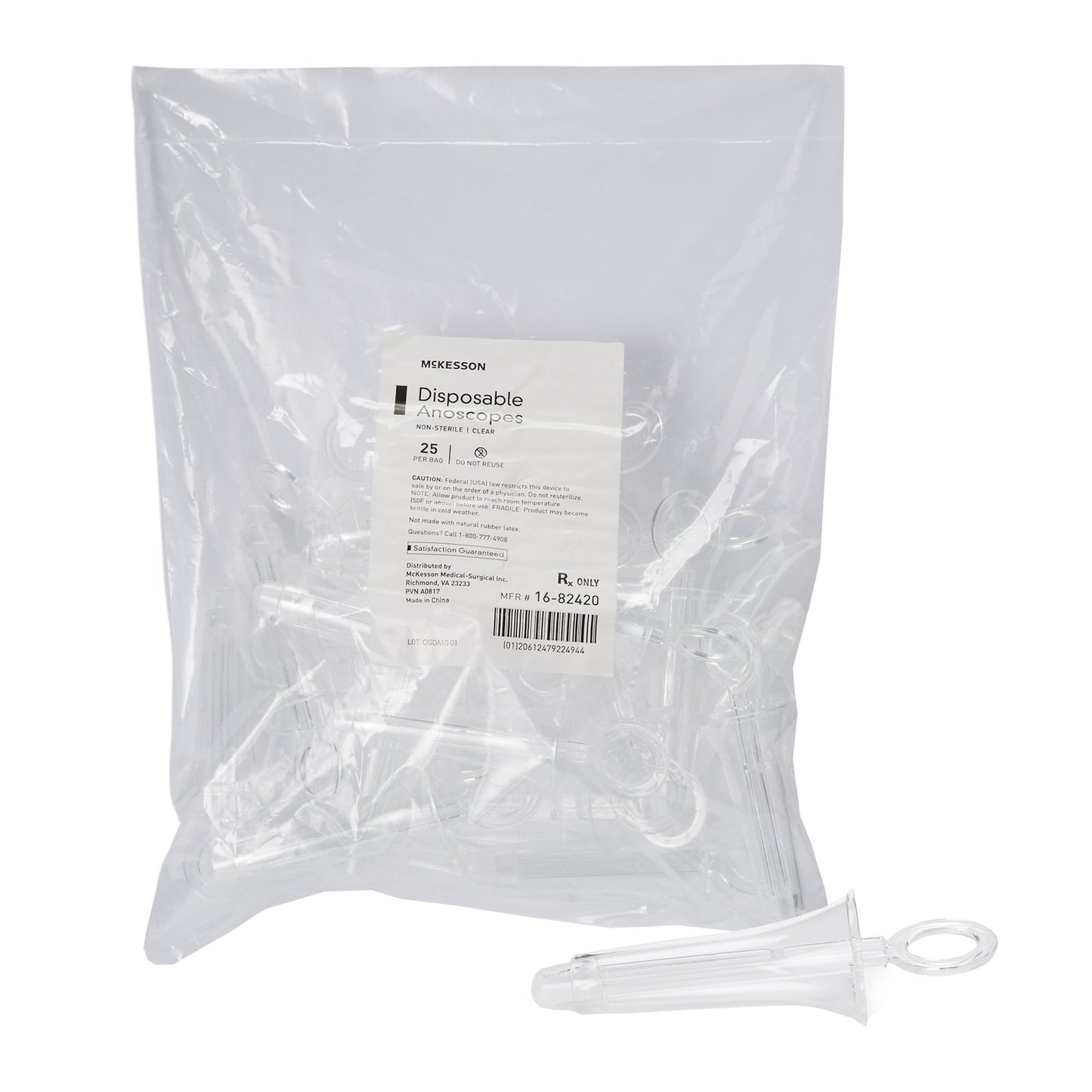 Anoscope McKesson Plastic 18 mm Diameter Rotating Style Without Light Clear - 16-82420