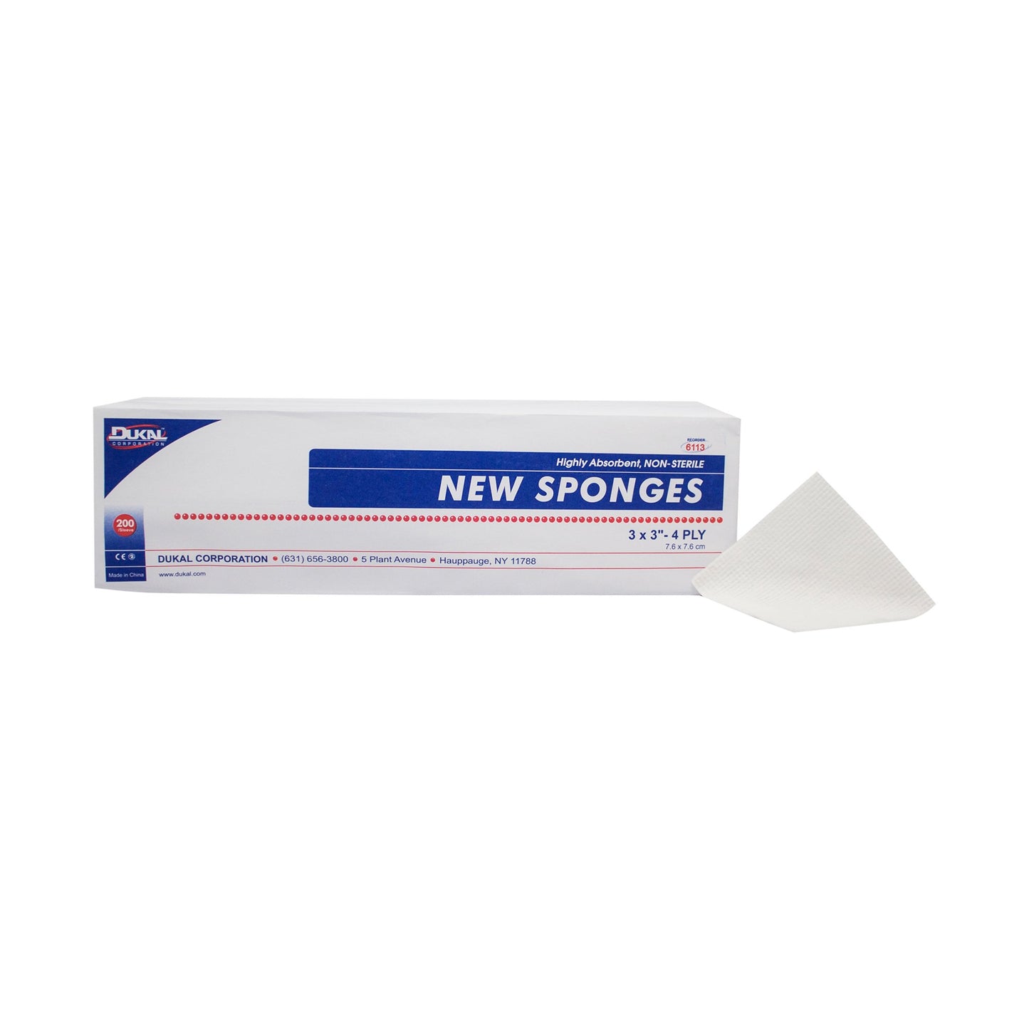 Nonwoven Sponge Dukal™ 3 X 3 Inch 4-Ply NonSterile 200 per Pack - 6113
