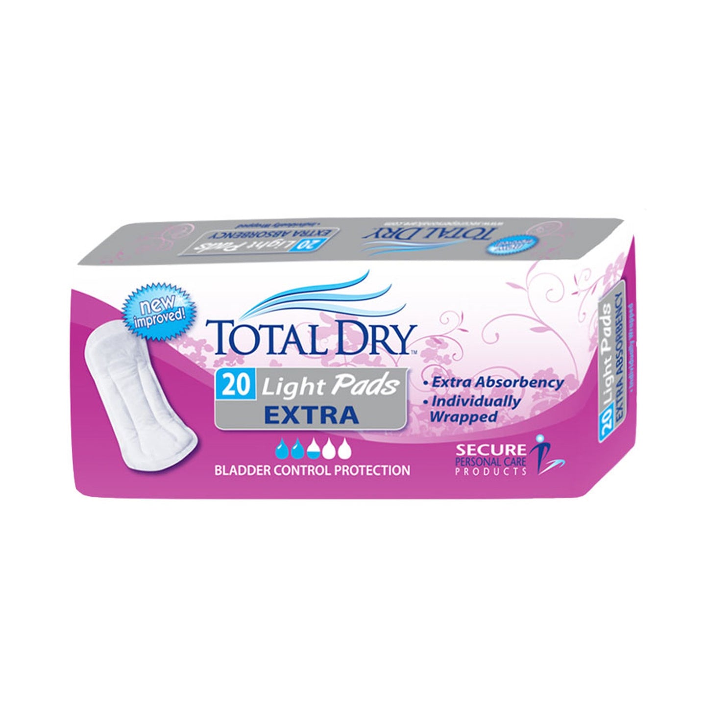 Bladder Control Pad TotalDry™ 11 Inch Length Light Absorbency Polymer Core Regular - SP1561