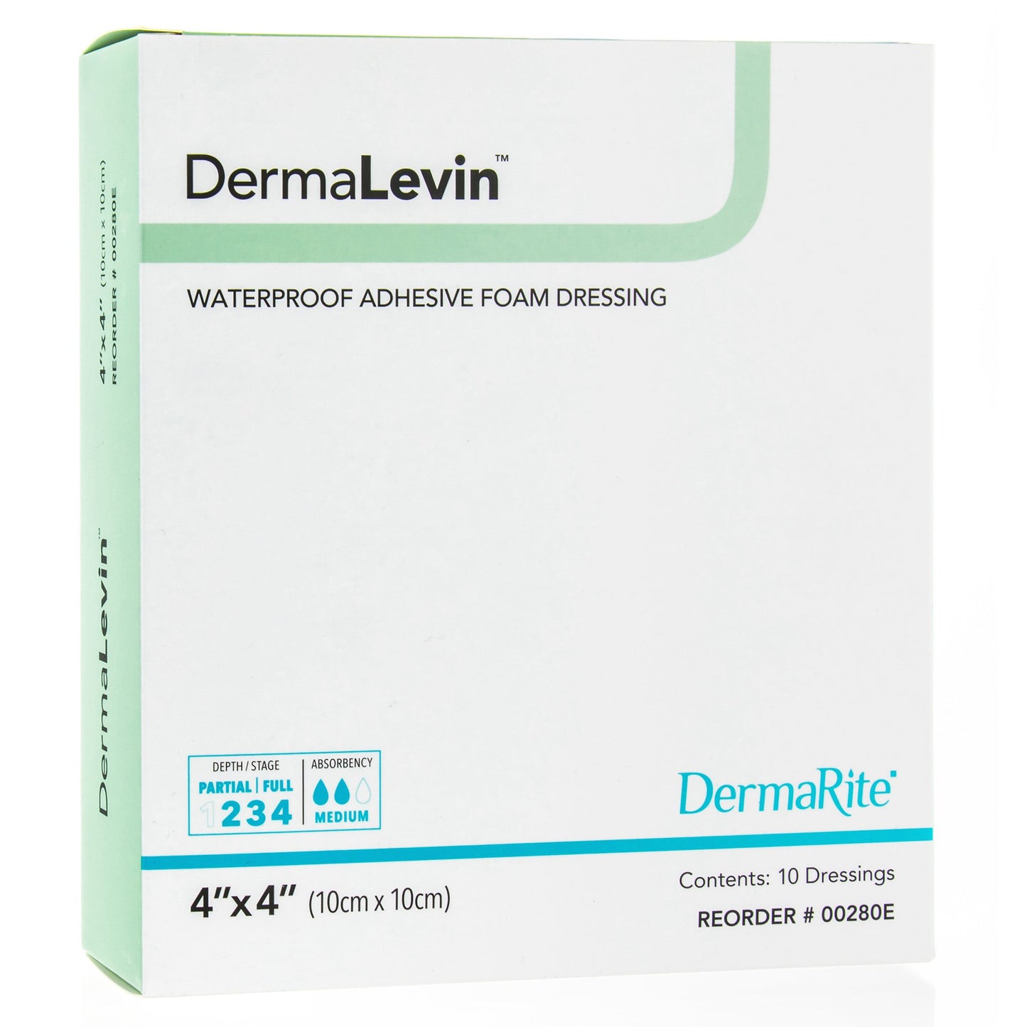DermaLevin® Adhesive with Border Foam Dressing, 4 x 4 Inch 00280E