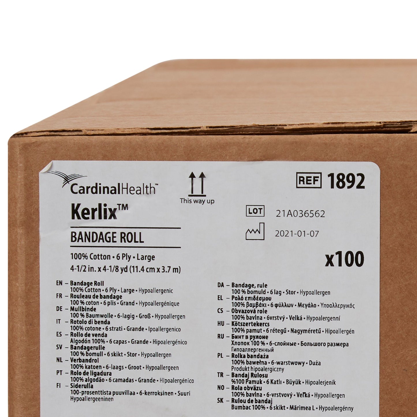 Kerlix™ Fluff Bandage Roll, 4-1/2 Inch x 4-1/10 Yard, 6-Ply 1892