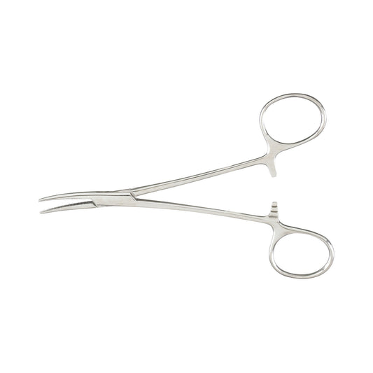 Hemostatic Forceps McKesson Kelly 5-1/2 Inch Length Floor / Office Grade Pakistani Stainless Steel NonSterile Locking Finger Ring Handle Curved Serrat