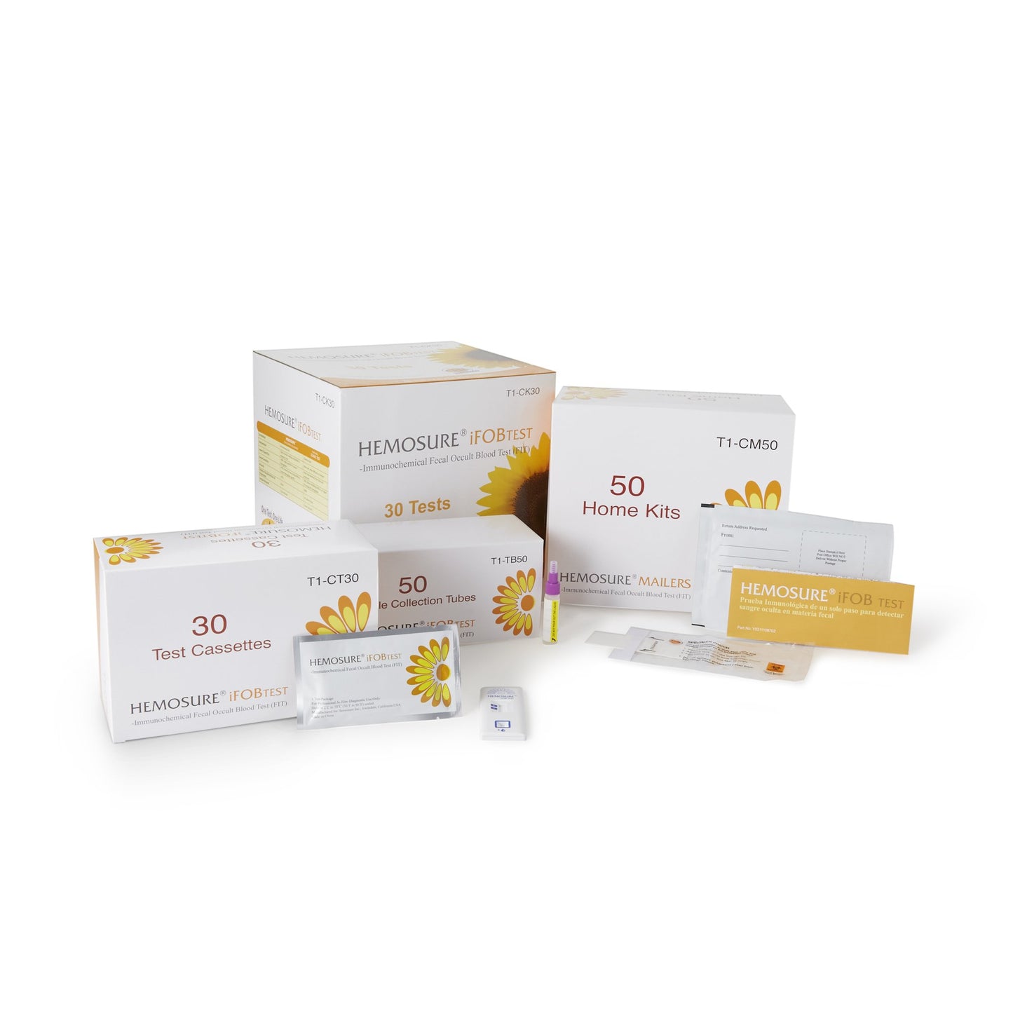 Cancer Screening Test Kit Hemosure® Fecal Occult Blood Test (iFOB or FIT) 30 Tests CLIA Waived - T1-CK30