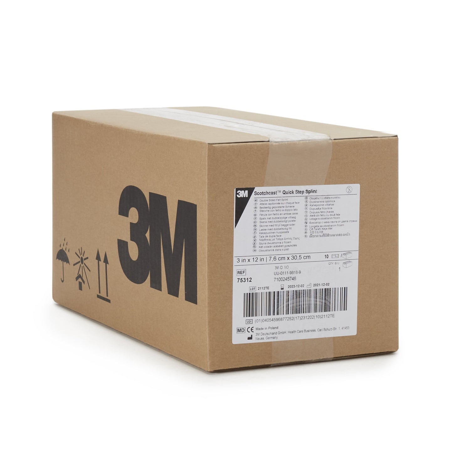 3M™ Scotchcast™ Quick Step Double Sided Felt Padded Splint, 3 x 12 Inch 75312