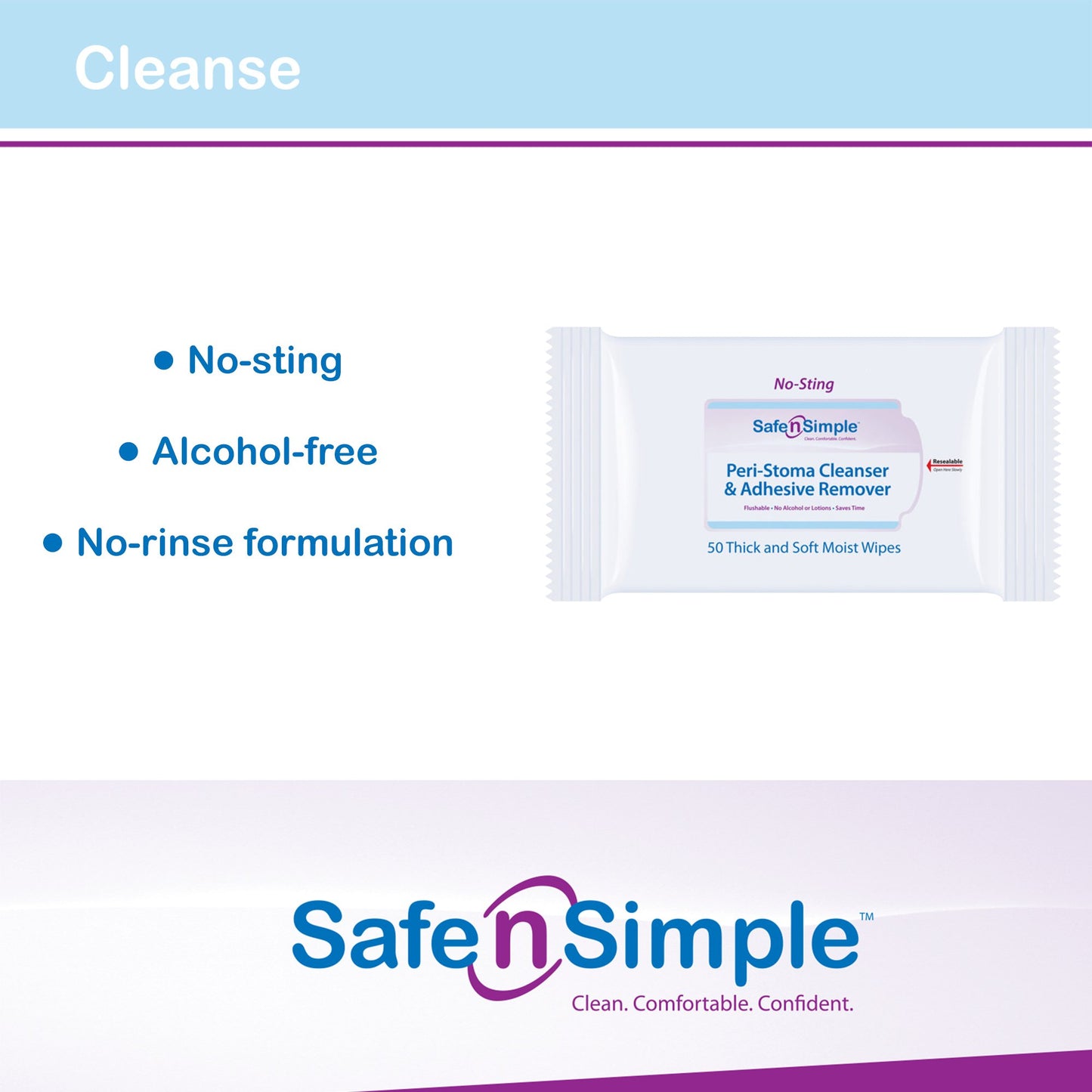 Safe n Simple™ Adhesive Remover Wipes SNS00525