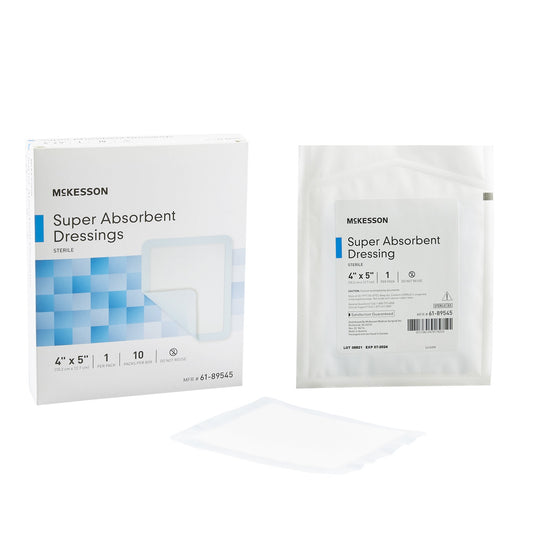Super Absorbent Dressing McKesson 4 X 5 Inch Rectangle - 61-89545