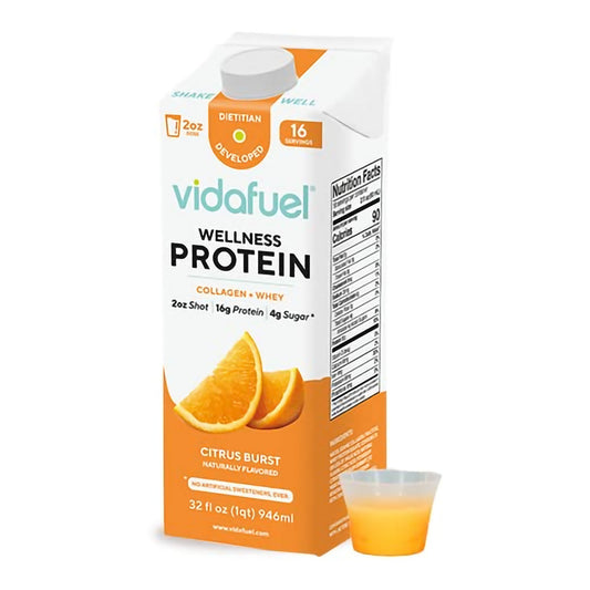 Vidafuel Wellness Protein Drink with Collagen and Whey, Orange Burst Flavor 03-322A