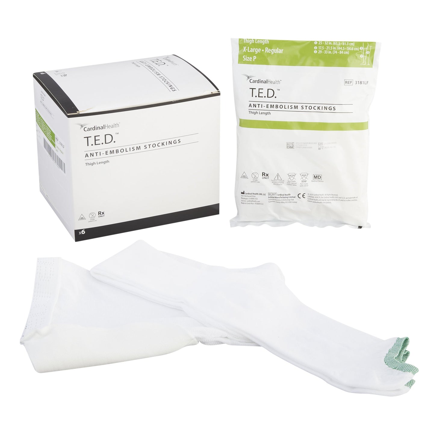Anti-embolism Stocking T.E.D.™ Thigh High X-Large / Regular White Inspection Toe - 3181LF