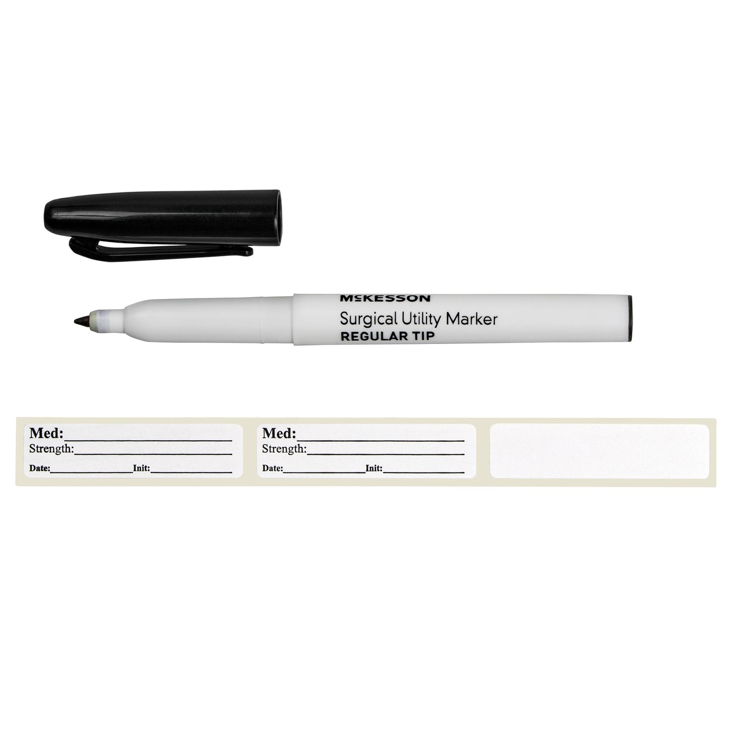Medical Utility Marker with Labels McKesson Permanent Black Ink Sterile Full Size Regular Tip 19-0741
