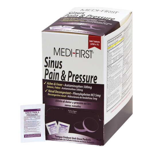 Sinus Relief Medi-First® 500 mg - 5 mg Strength Tablet 500 per Box - 81913