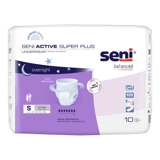 Unisex Adult Absorbent Underwear Seni® Active Super Plus Pull On with Tear Away Seams Small Disposable Heavy Absorbency - S-SM10-AP1
