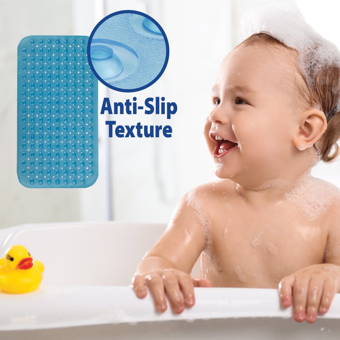 Theracare Bathtub Mat, Antifungal, Blue, 15 x 27 Inch 19-110