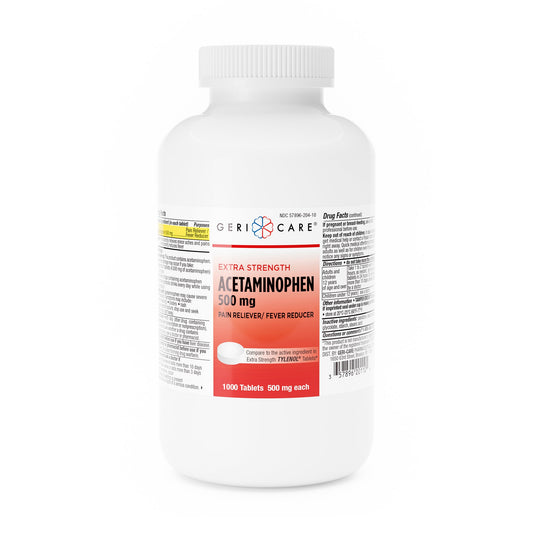 Pain Relief Geri-Care® 500 mg Strength Acetaminophen Tablet 1,000 per Bottle - 201-10-GCP