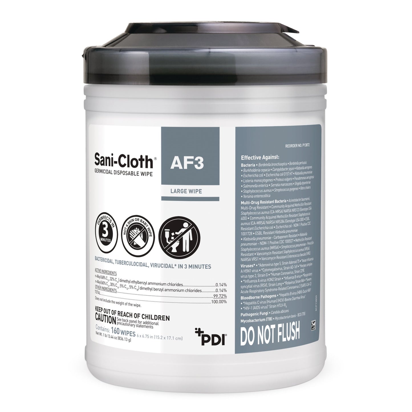 Sani-Cloth® AF3 Germicidal Large Disinfectant Wipes, Canister, 160 ct. P13872
