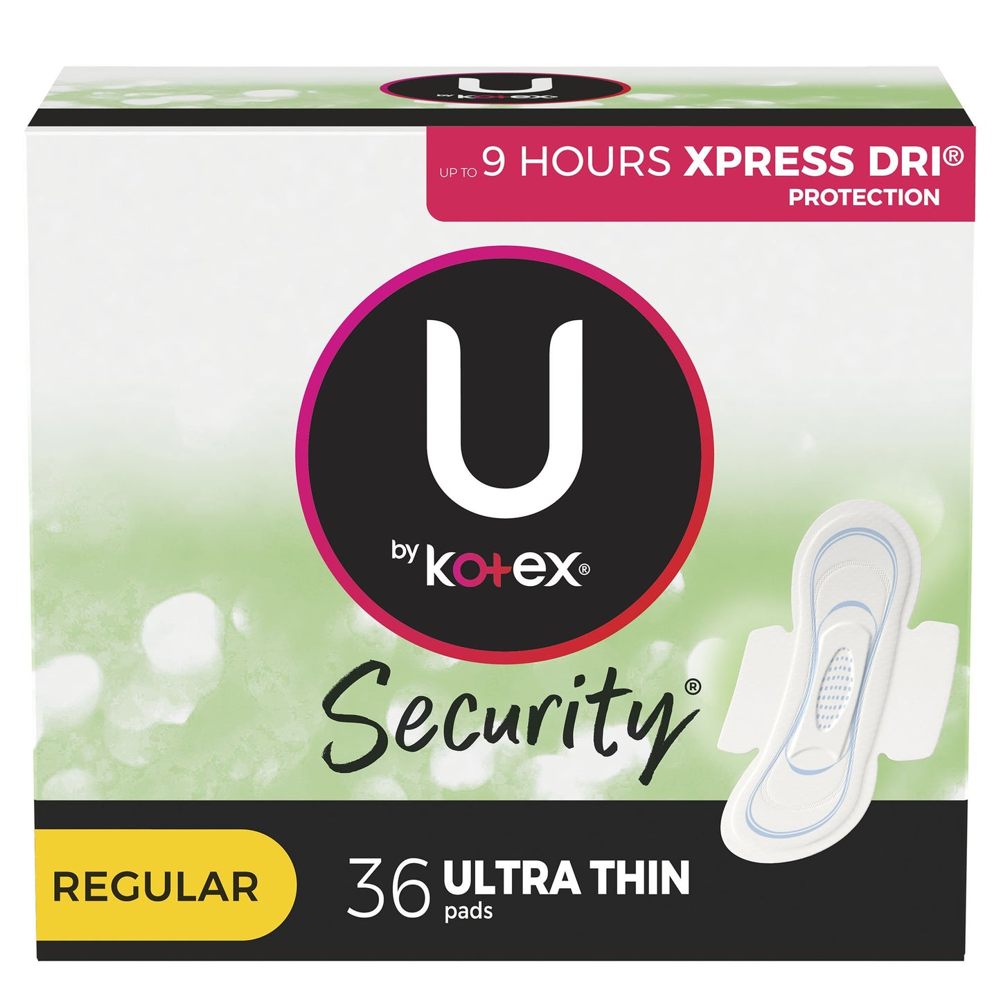 U by Kotex Security Ultra Thin Pads with Wings, Regular Absorbency 53631