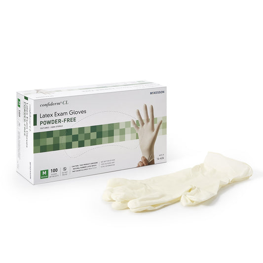 Exam Glove McKesson Confiderm® Medium NonSterile Latex Standard Cuff Length Textured Fingertips Ivory Not Rated - 14-426