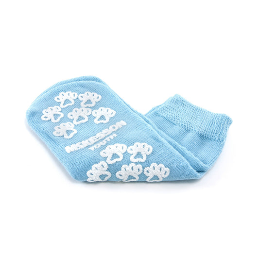 Slipper Socks McKesson Terries™ Unisex Child Double Tread Single Patient Use Light Blue - 40-3849-001