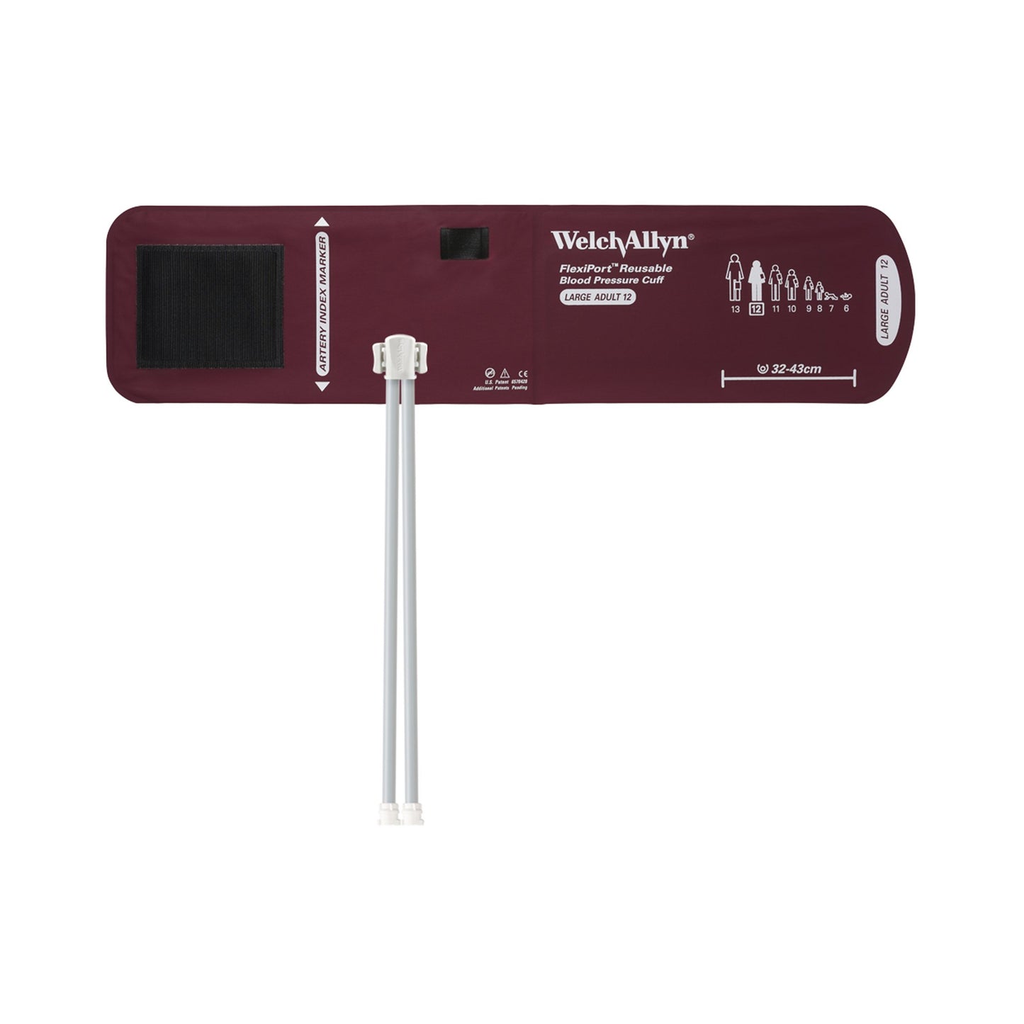 Reusable Blood Pressure Cuff FlexiPort® 32 to 43 cm Arm Nylon Cuff Large Adult Cuff - REUSE-12-2MQ