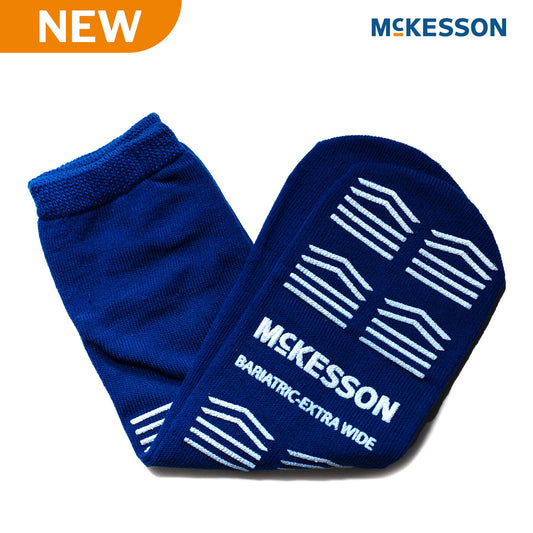 Slipper Socks McKesson Unisex Adult Bariatric / X-Wide Single Tread Single Patient Use Royal Blue 16-BXW-SCE4