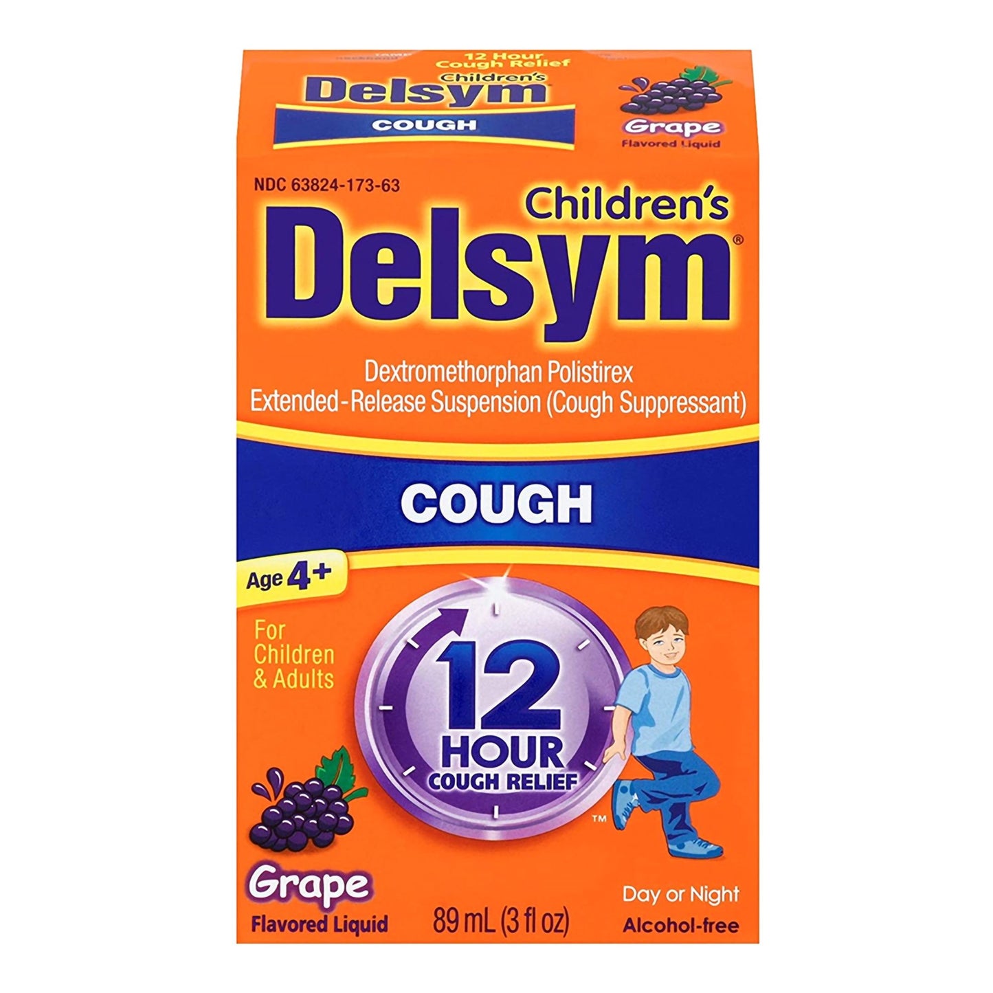 Reckitt Benckiser Delsym Dextromethorphan HBr Cold and Cough Relief 63824017263, 1 Each