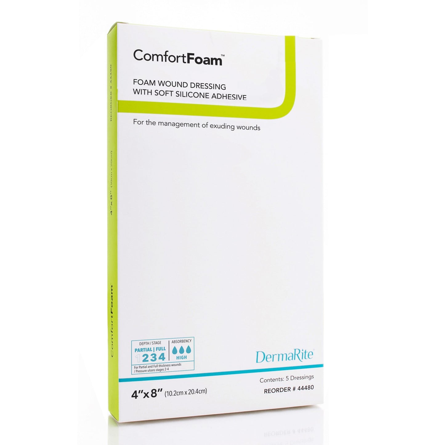 ComfortFoam™ Border Foam Wound Dressing with Silicone Adhesive, 10.2 x 20.4 cm 43480