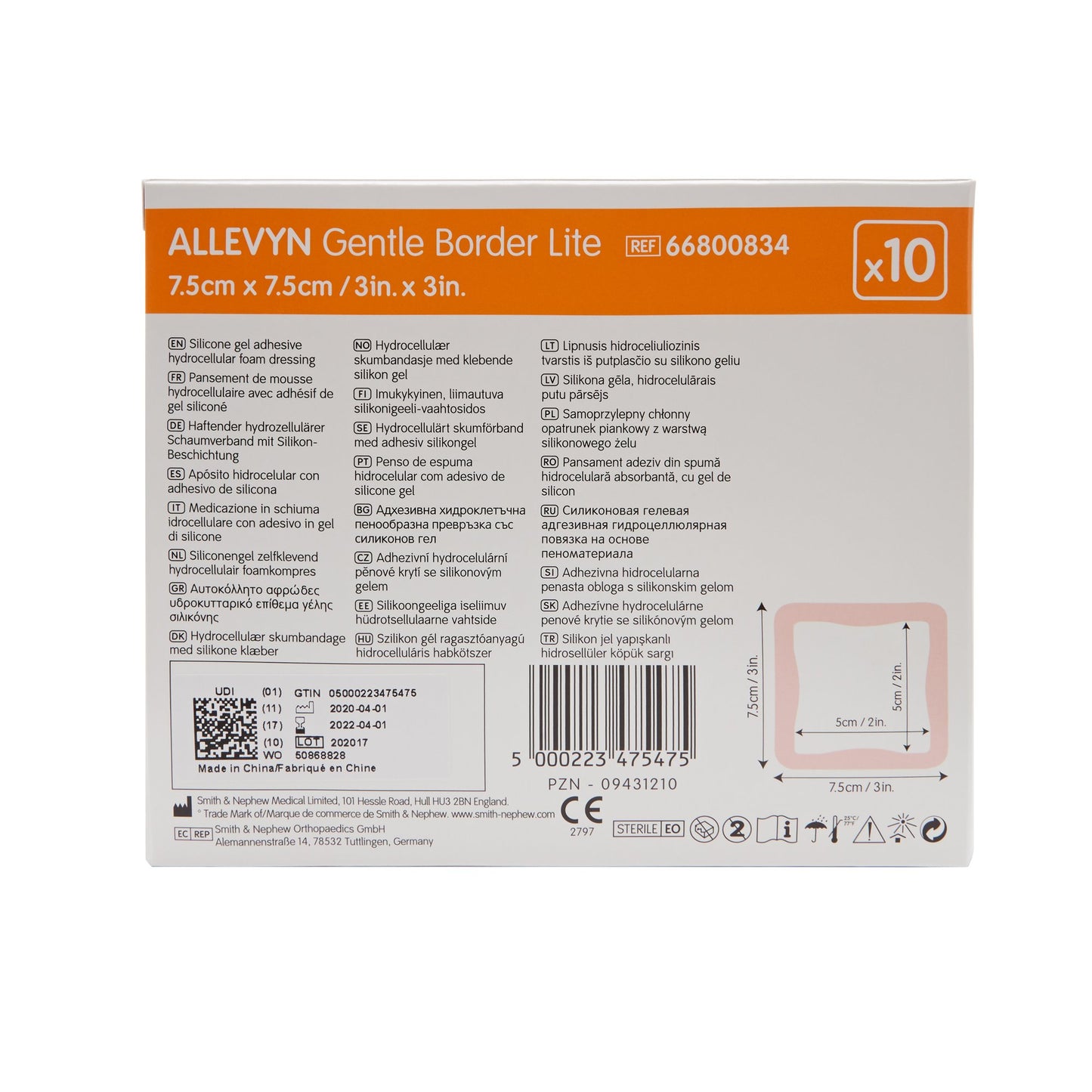Allevyn Gentle Border Lite Silicone Foam Dressing 66800834