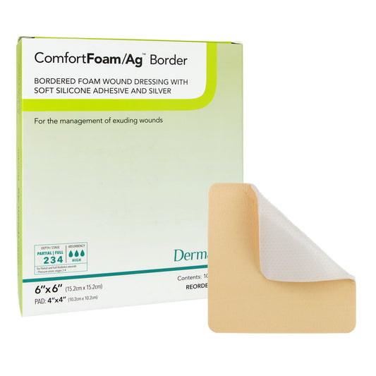 Silver Foam Dressing ComfortFoam/Ag™ Border 6 X 6 Inch Square Sterile - 48660