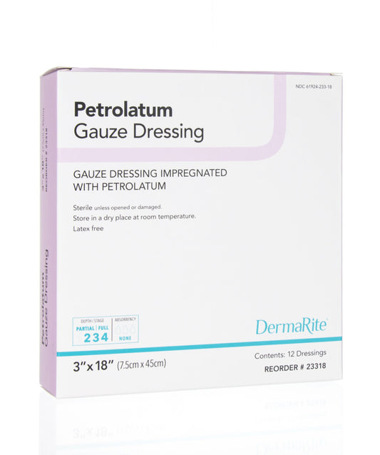 DermaRite® Petrolatum Impregnated Dressing, 3 x 18 Inch 23318