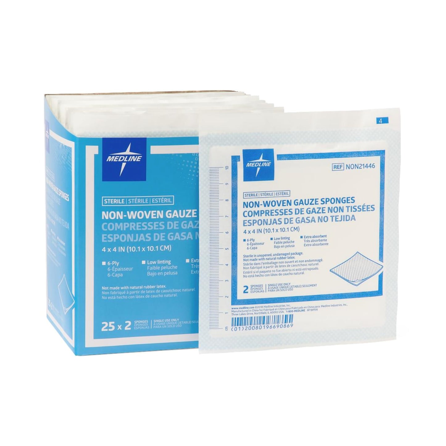 Avant Gauze® Sterile Nonwoven Sponge, 4 x 4 Inch, 6-Ply NON21446