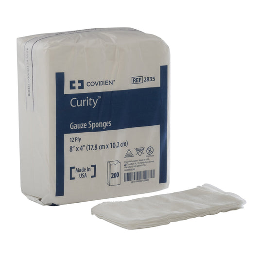 Cardinal Curity NonSterile USP Type VII Gauze Sponge, 4 x 8 Inch 2835-, Bag of 200