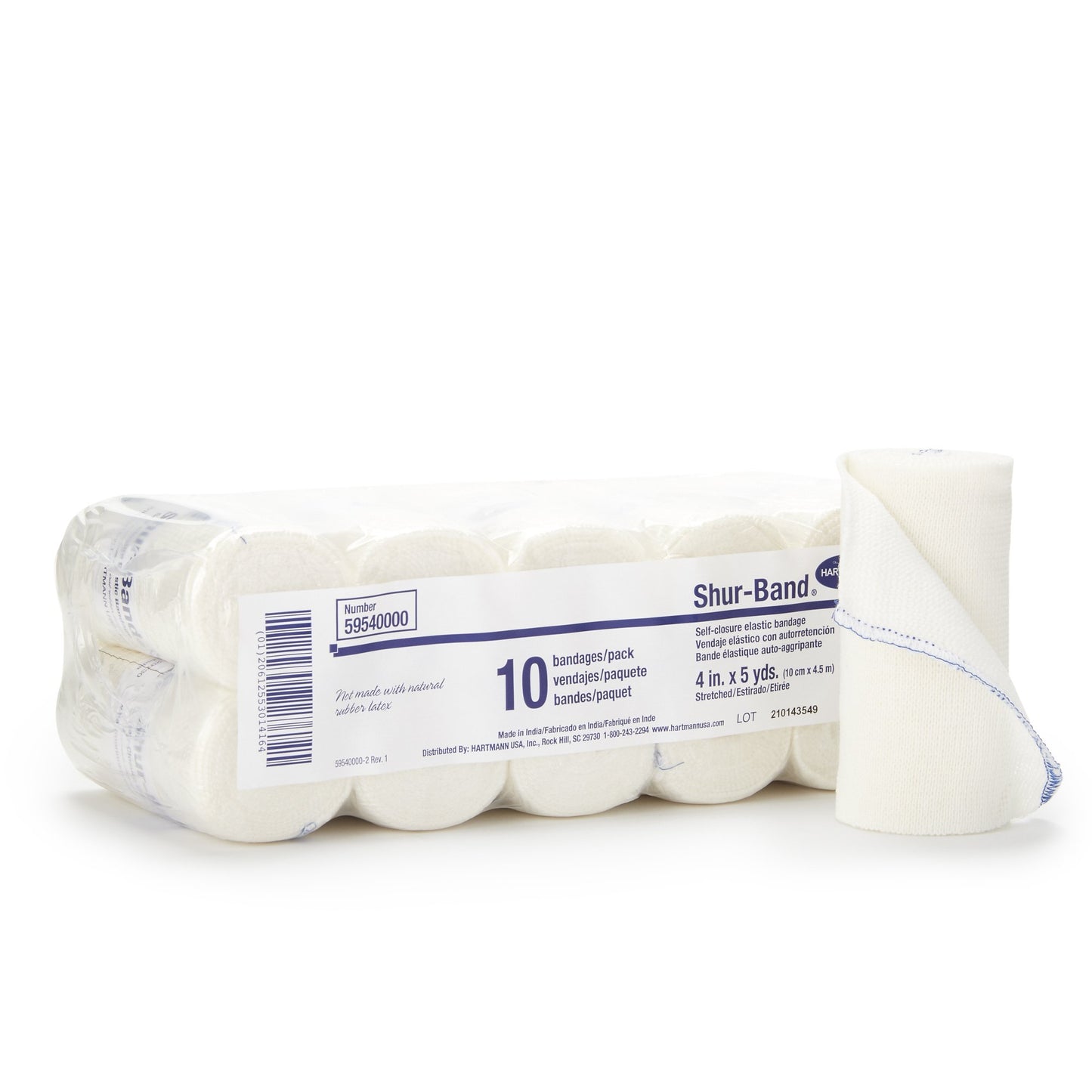 Shur-Band® LF Single Hook and Loop Closure Elastic Bandage, 4 Inch x 5 Yard 59540000