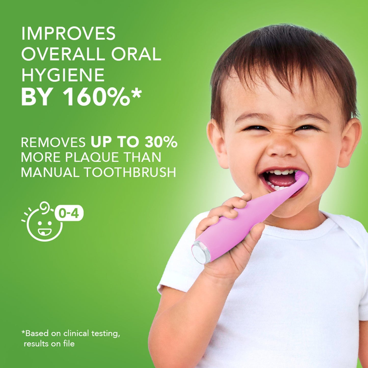 ISSA™ baby Soft Silicone Sonic Toothbrush, Pearl Pink Bunny F9878