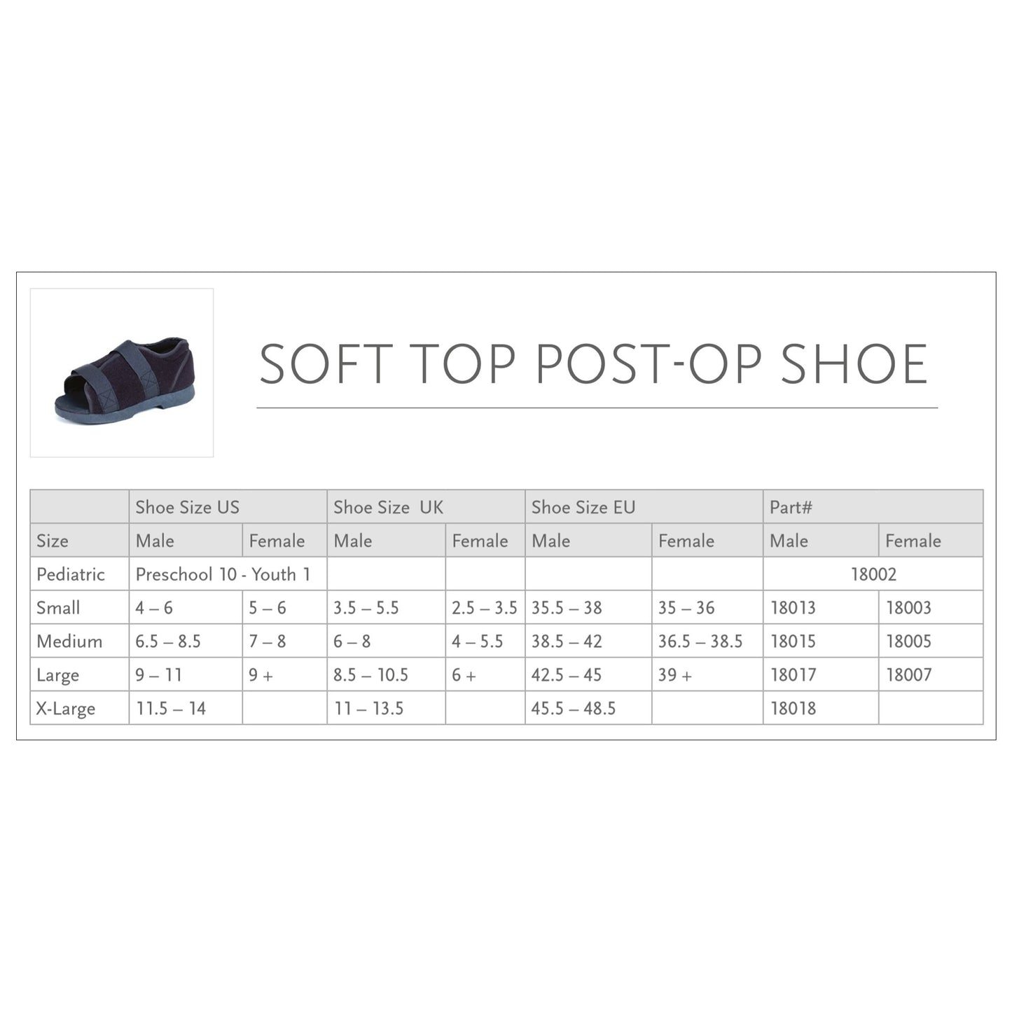 Össur® Soft Top Post-Op Shoe, Male, Small 18013