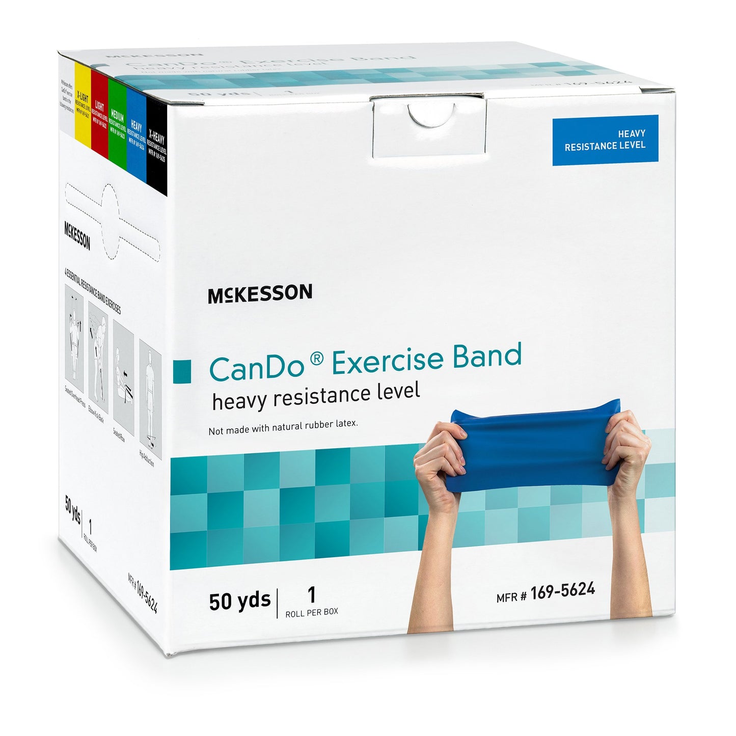 McKesson Exercise Resistance Band, Blue, 5 Inch x 50 Yard, Heavy Resistance 169-5624