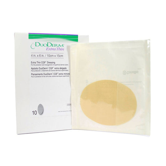 Thin Hydrocolloid Dressing DuoDERM® Extra Thin CGF® Film Backing 4 X 6 Inch Oval Hydrocolloid / Film - 187902