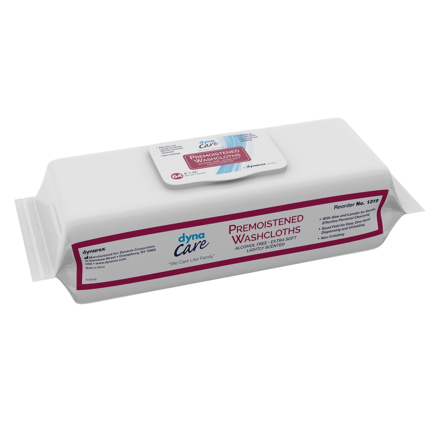 Personal Cleansing Wipe Dynarex® Soft Pack Unscented 64 Count - 1319