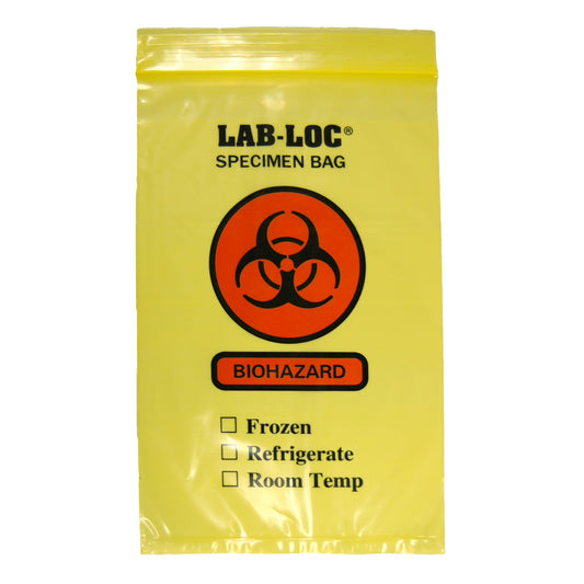 Lab-Loc Specimen Transport Bag, Document Pouch, Zip Close, Yellow Tinted, 6 x 9" LAB20609YE