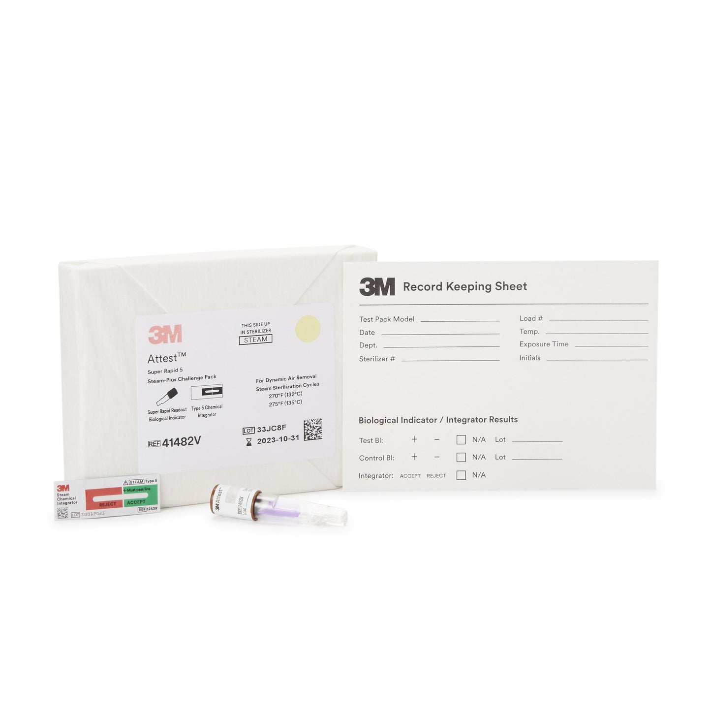 3M™ Attest™ Super Rapid 5 Steam-Plus Sterilization BI Challenge Pack 41482V
