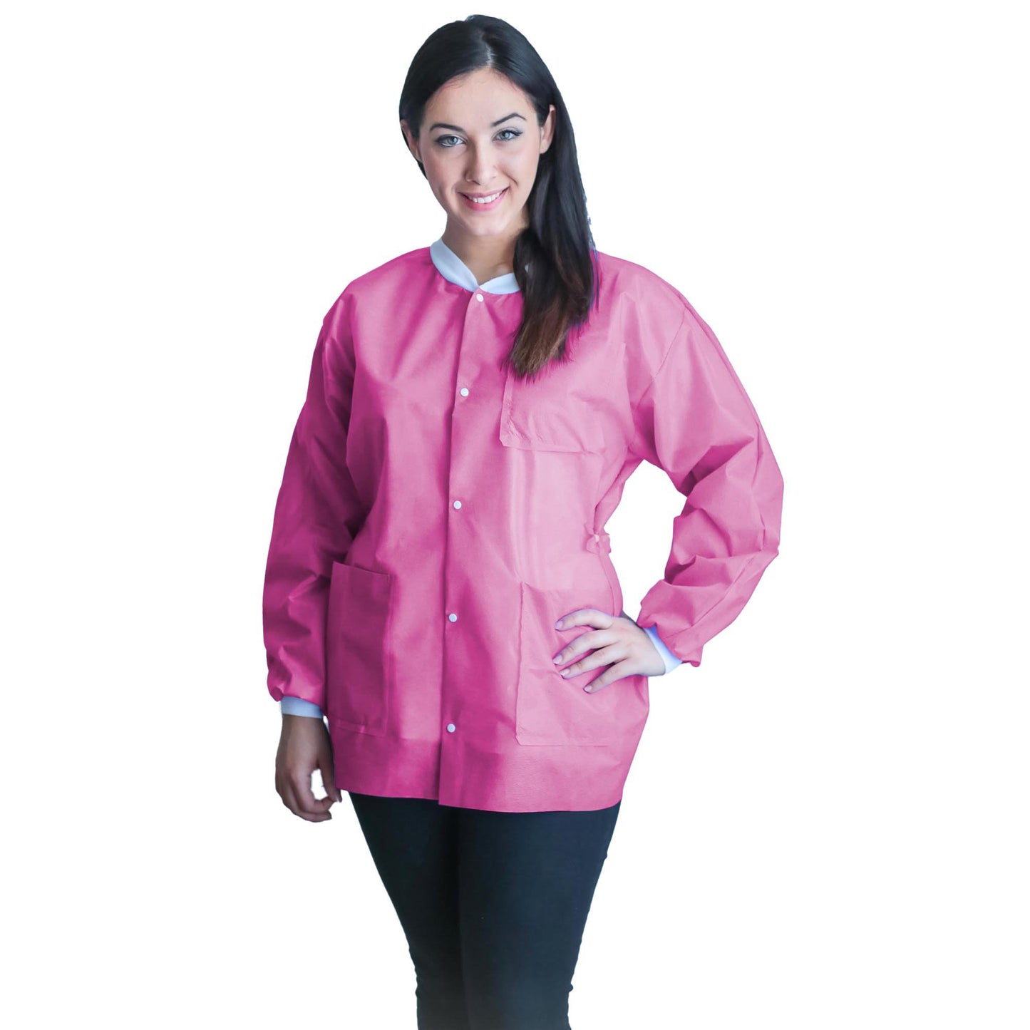 Lab Jacket FitMe™ Bubblegum Pink Medium Hip Length 3-Layer SMS Disposable UGJ-6510-M