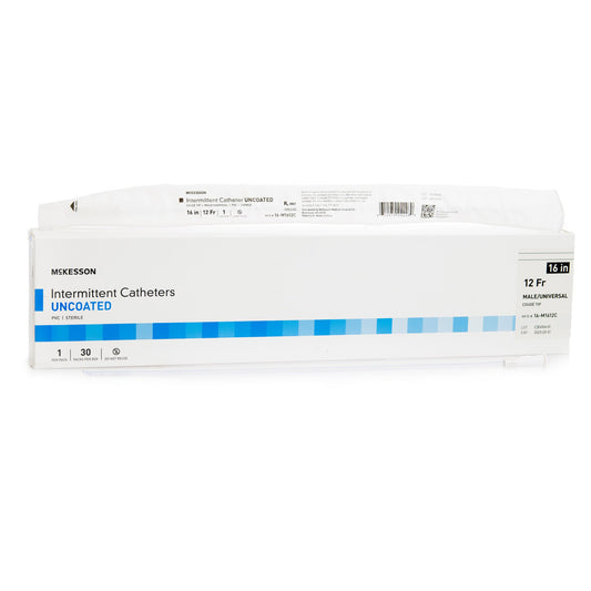 Urethral Catheter McKesson Coude Tip Uncoated PVC 12 Fr. 16 Inch - 16-M1612C