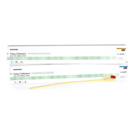 Foley Catheter McKesson 2-Way Coude Tip 30 cc Balloon 22 Fr. Hydrophilic Polymer Coated Latex - 16-LFOL3022C