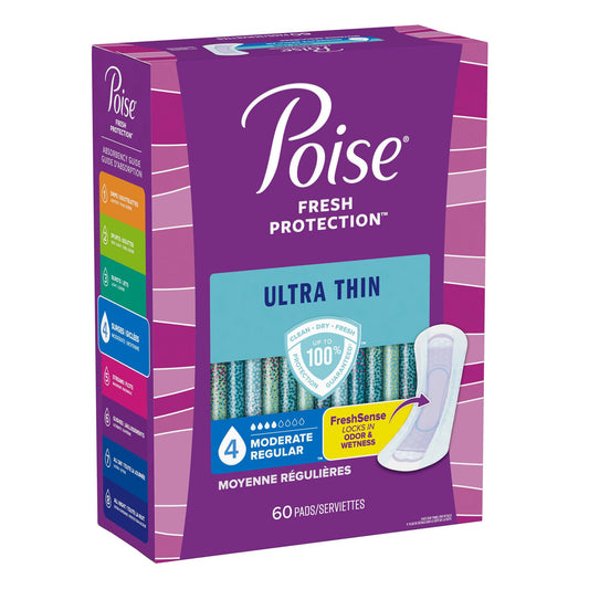 Bladder Control Pad Poise® Fresh Protection™ Ultra Thin 9.4 Inch Length Moderate Absorbency Sodium Polyacrylate Core One Size Fits Most - 51397