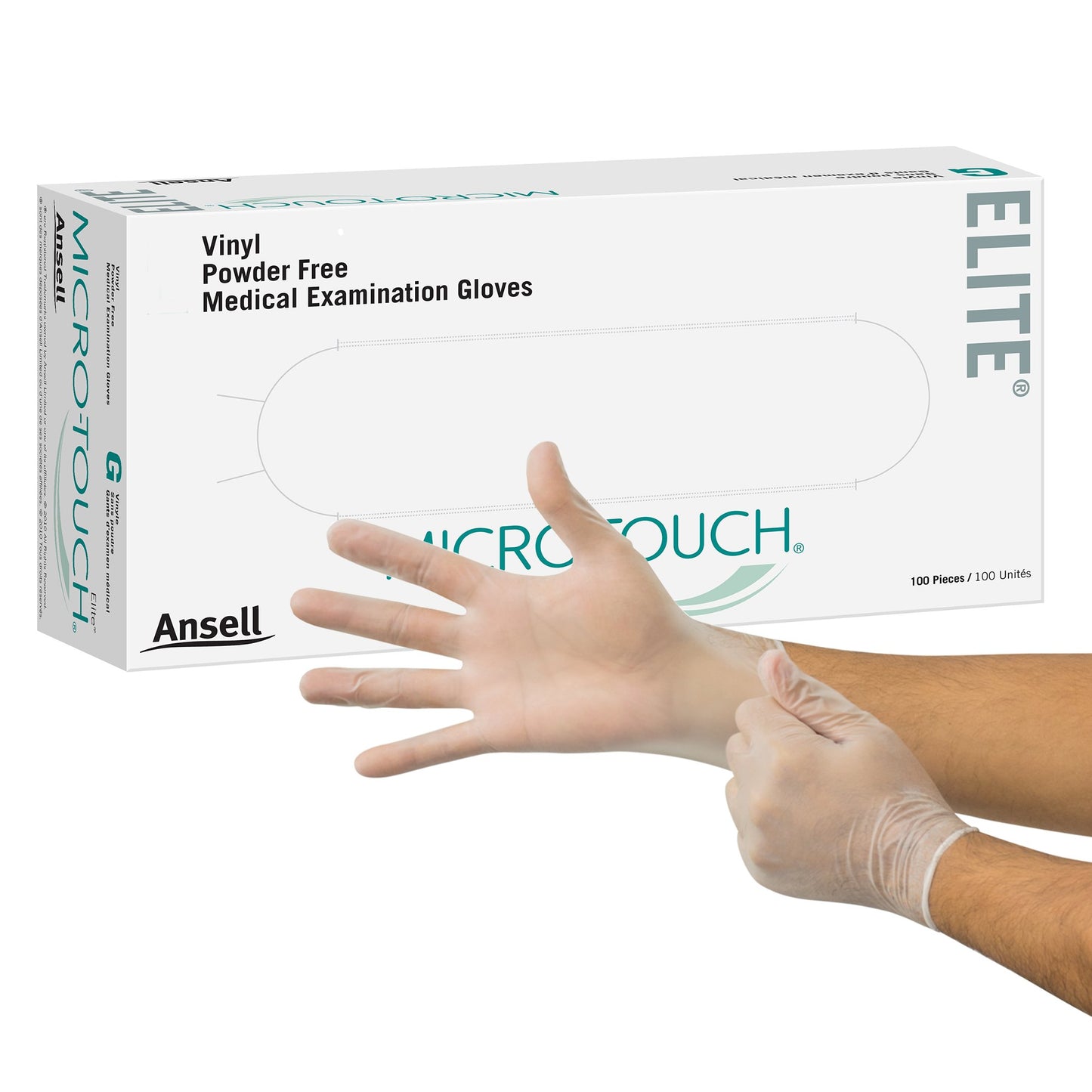 Exam Glove Micro-Touch® Elite® Large NonSterile Stretch Vinyl Standard Cuff Length Smooth Ivory Not Rated - 3093