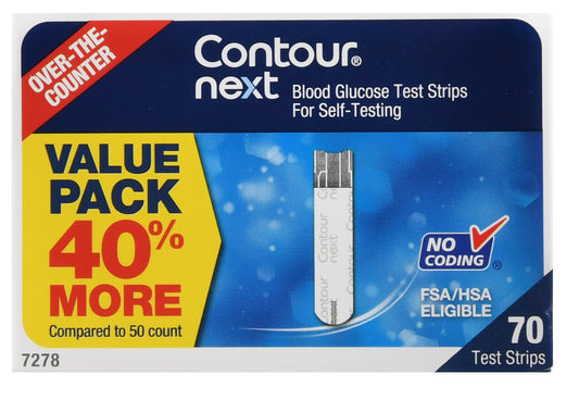 Blood Glucose Test Strips Ascensia Contour® 70 Strips per Pack - 7278