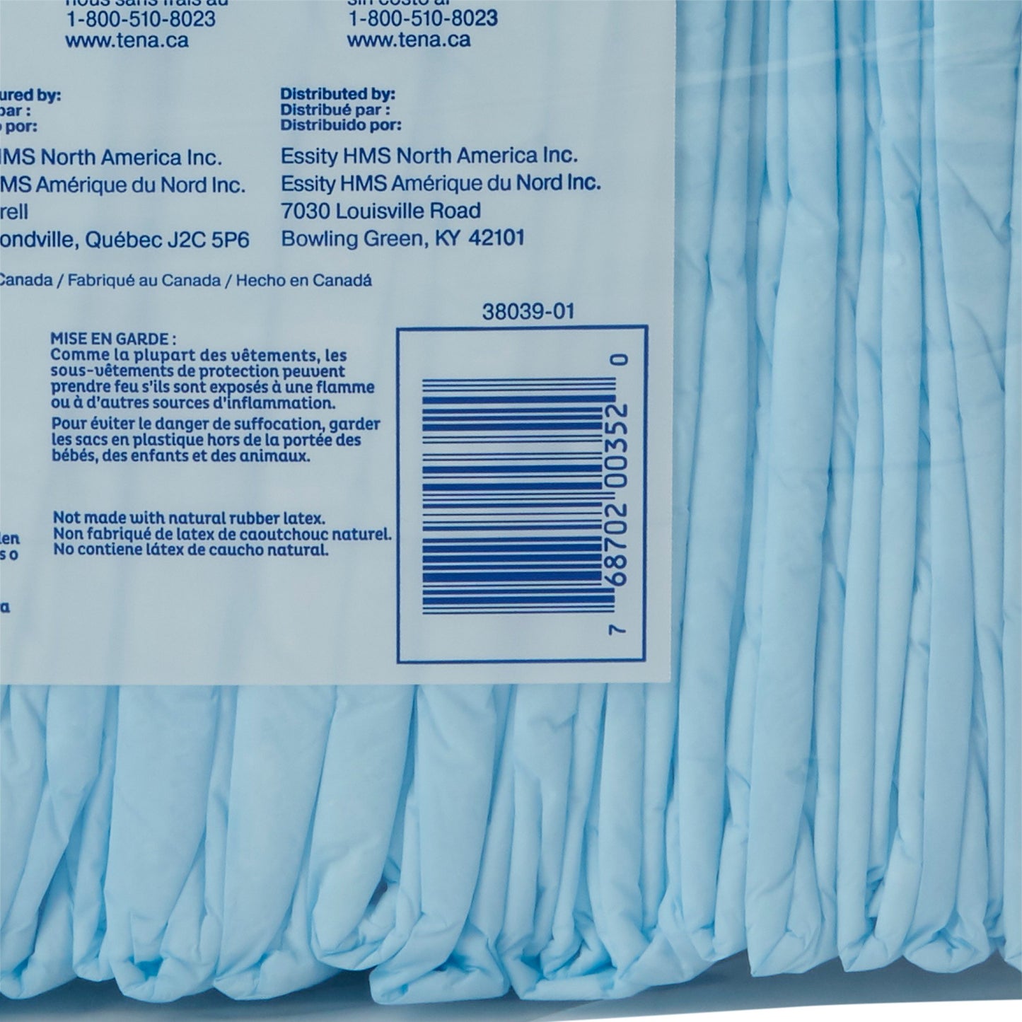 Tena® Regular Underpads, Light Absorbency, Blue, Disposable, 23 x 36 Inch 352