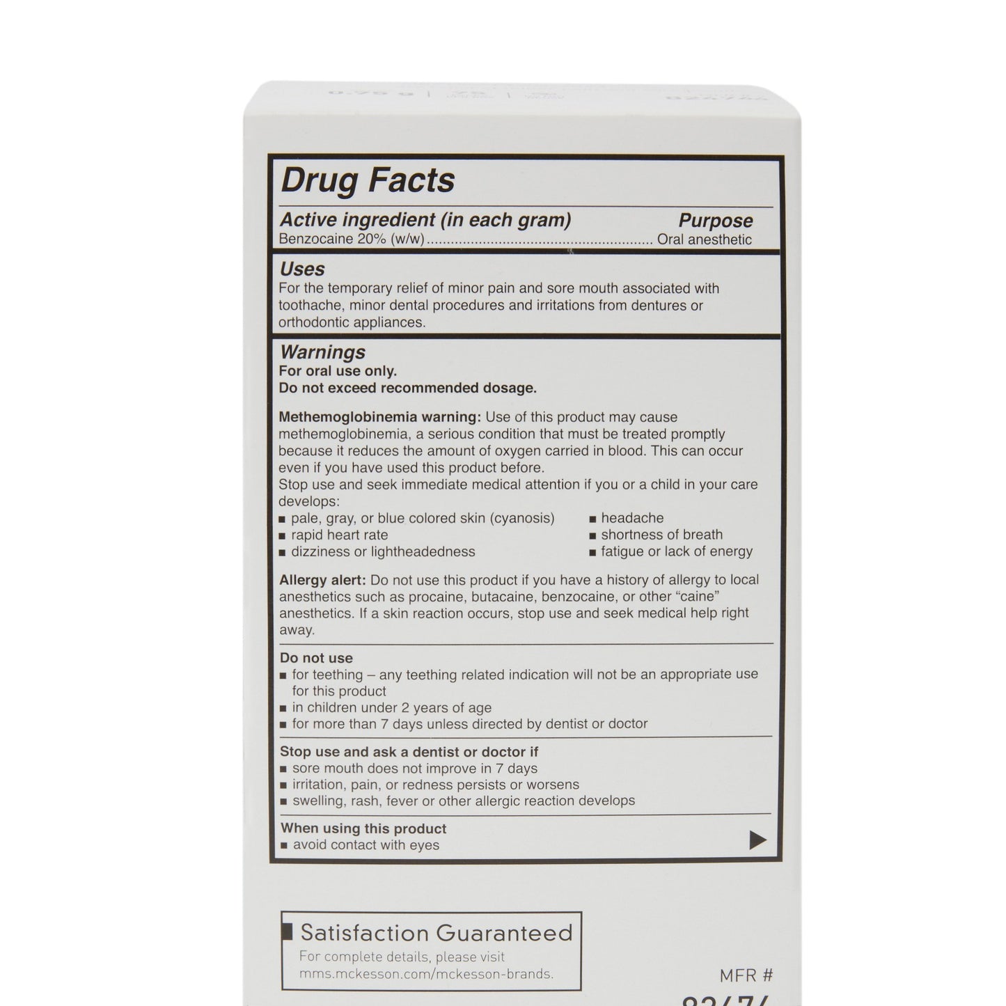 McKesson Benzocaine Oral Pain Relief 82474