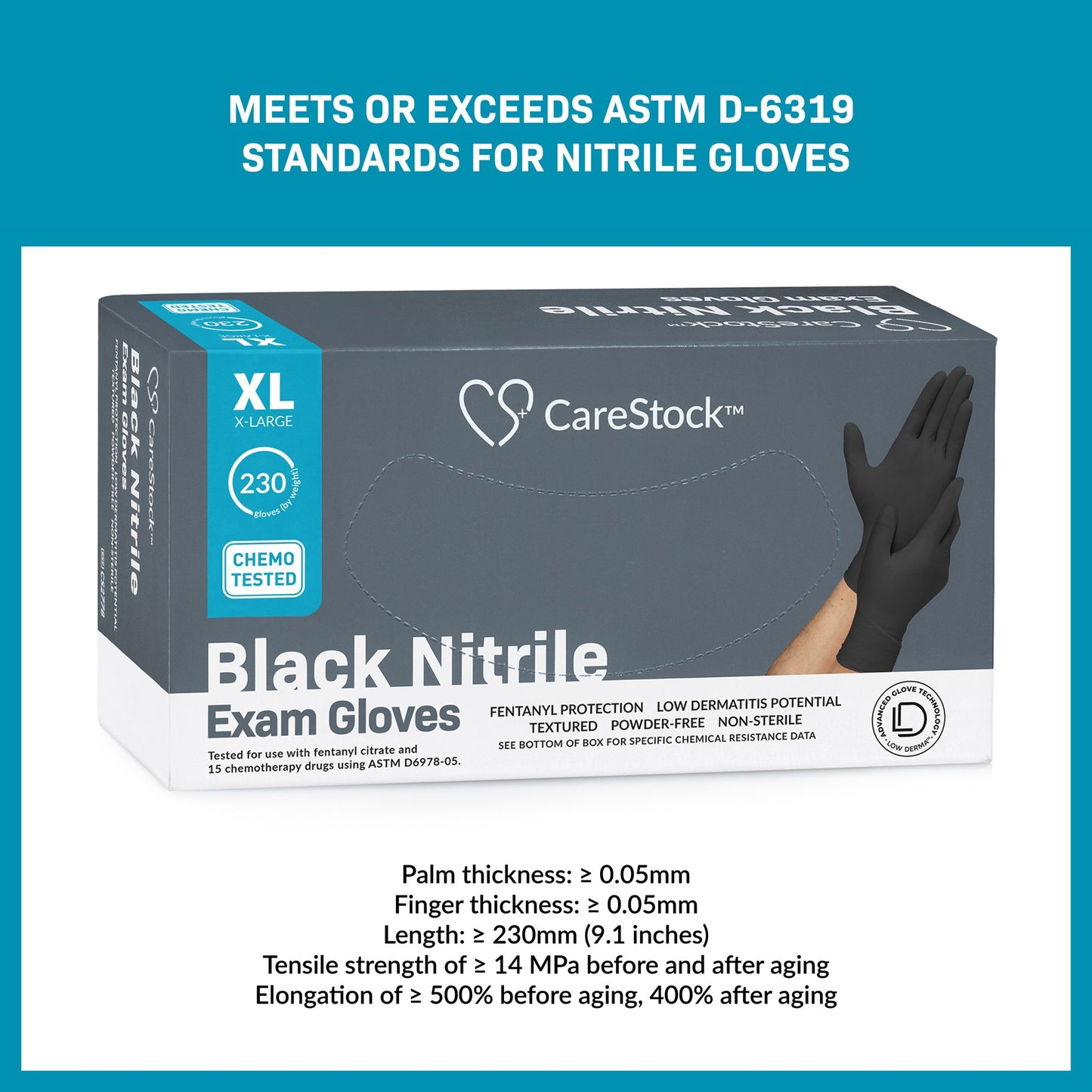 CareStock™ Nitrile Exam Glove, Extra Large, Black CS2778