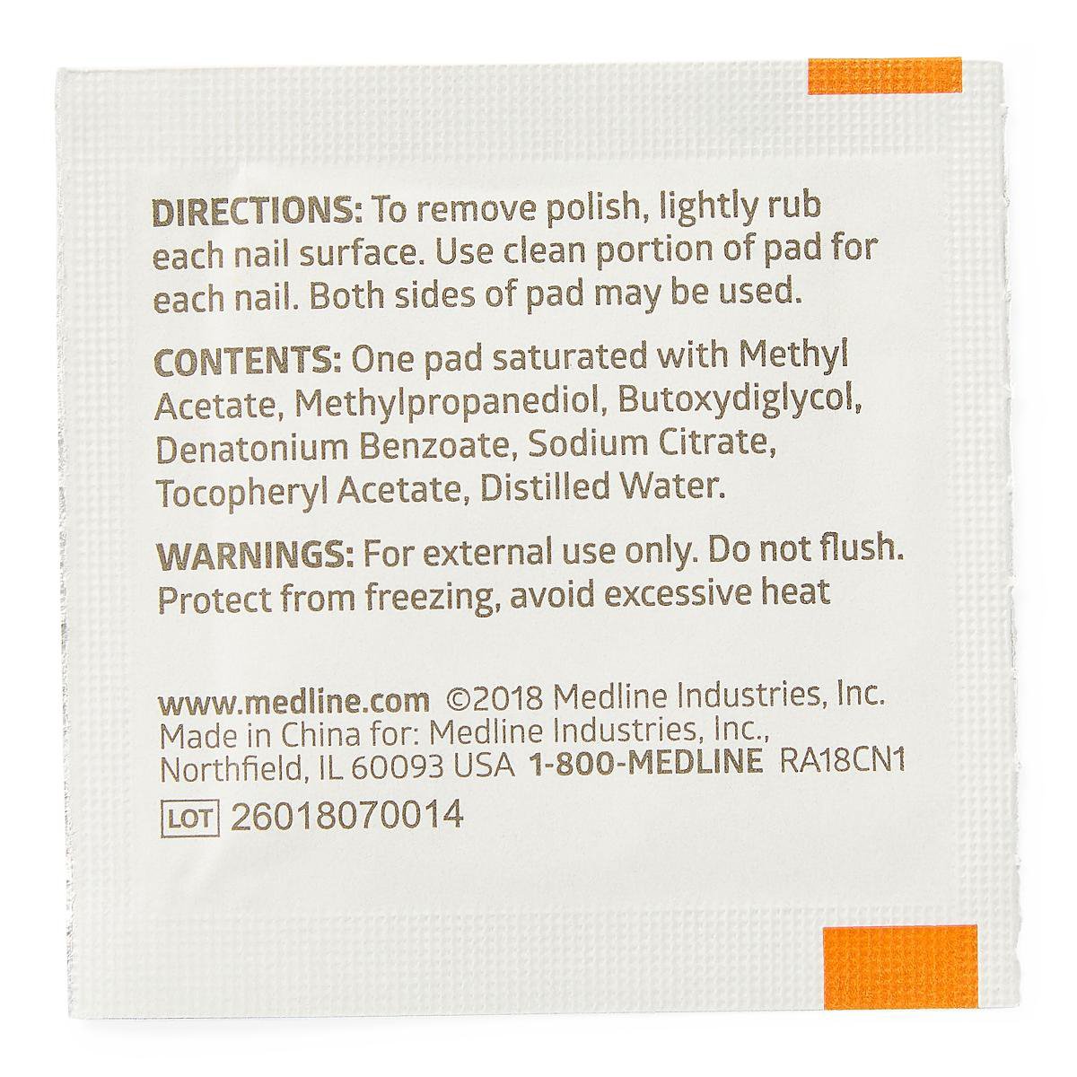 Nail Polish Remover Pad Medline 1-1/4 X 3 Inch MDS090780